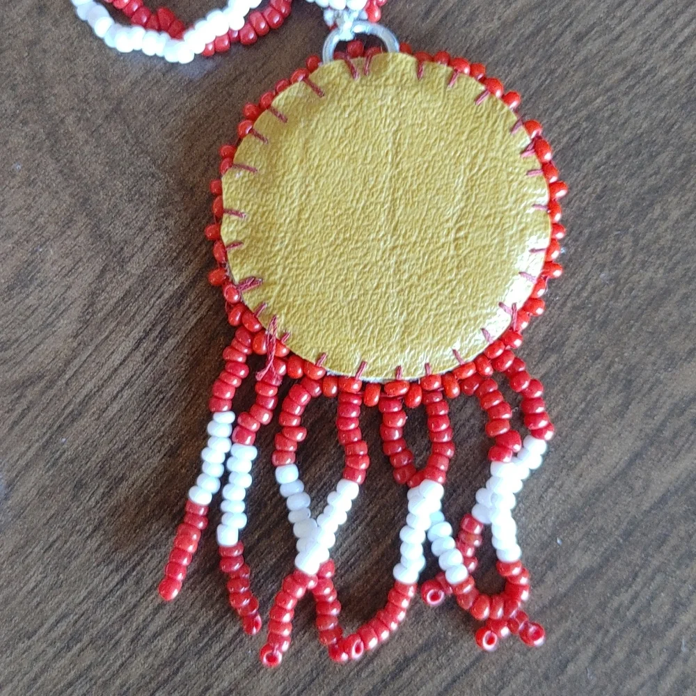 Native American Seed Bead Necklace Star Pattern Twisted C